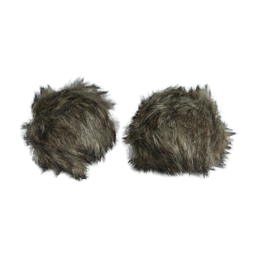 Two Rosewood Jolly Moggy furry silvervine plush cat balls on a white background