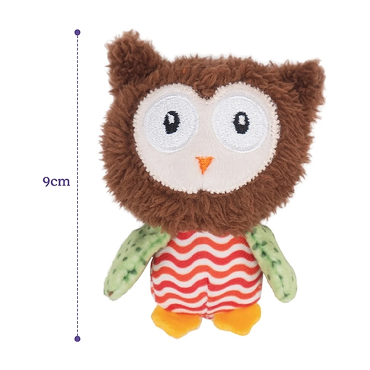 Rosewood Boggle Owl cat toy features showing catnip crinkle wings and interactive play