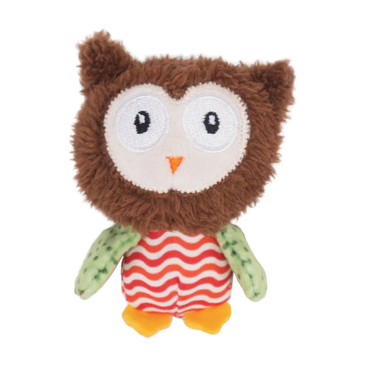 Rosewood Little Nippers Boggle Owl catnip plush cat toy front view