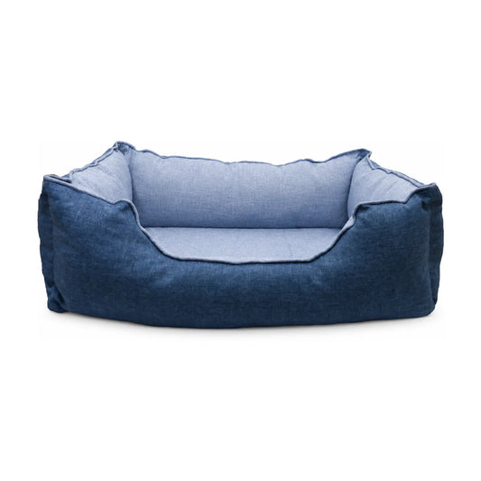 Rosewood Luxury Cooling Pet Bed 60 cm in blue with raised sides, lower front opening and comfortable resting area, shown on a white background.