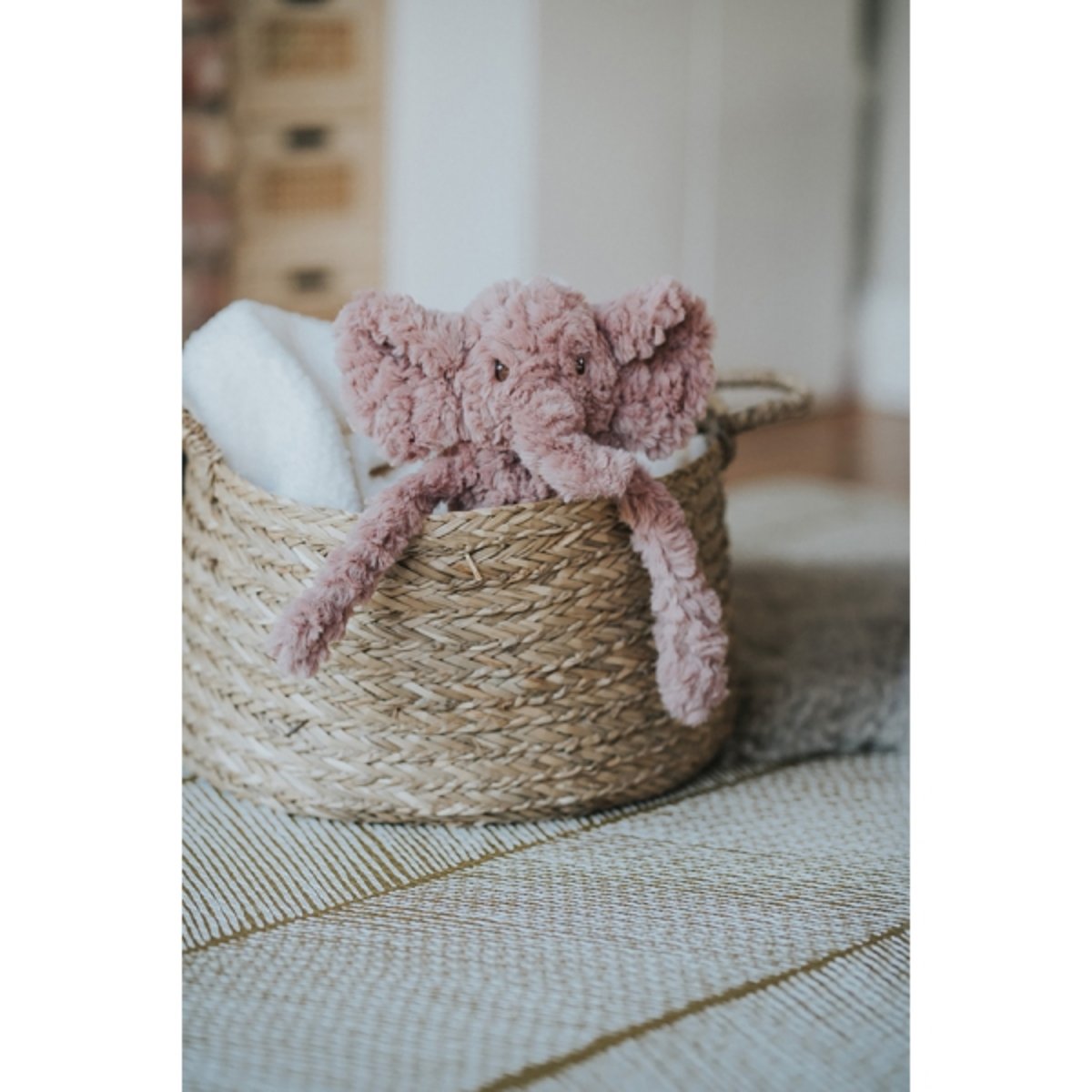 Rosewood My Dog Elephant plush dog toy displayed in a home setting