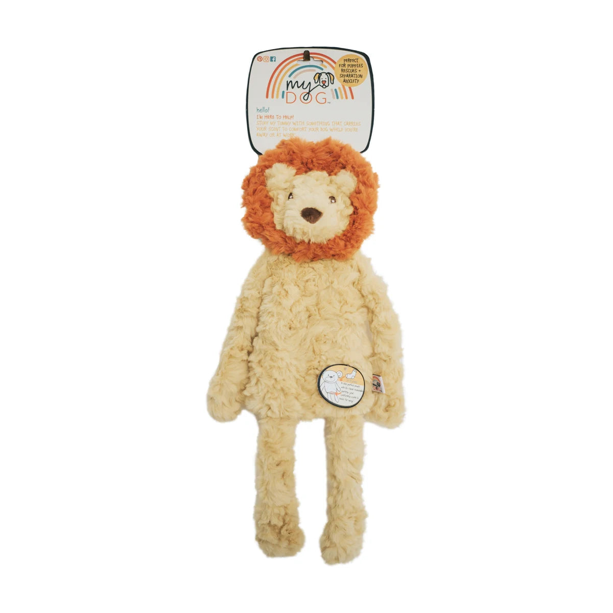 Rosewood My Dog Lion 40cm cream and orange plush dog toy with product tag