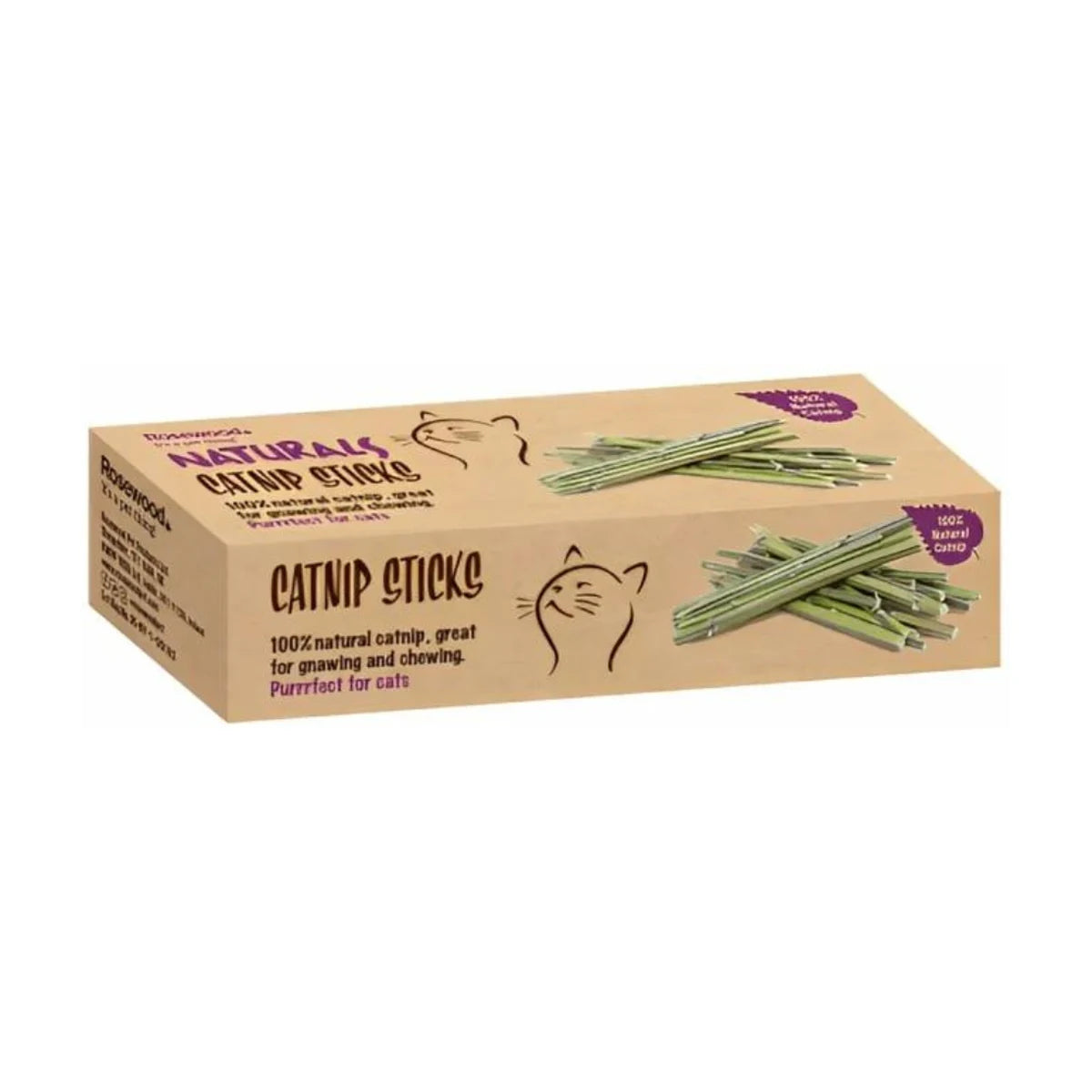 Rosewood Naturals Catnip Sticks Cat Toy box shown at an angle on a white background