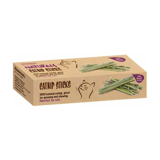 Rosewood Naturals Catnip Sticks Cat Toy box shown at an angle on a white background