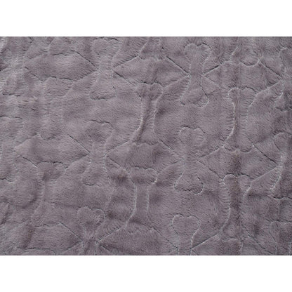Close-up of the soft grey plush fabric on the Rosewood Orthopaedic Bone Plush Dog Mattress, showing the stitched bone design and quilted texture.
