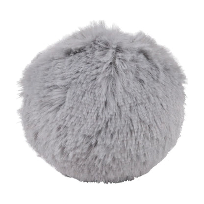 Rear view of Rosewood Parker Penguin plush tennis ball dog toy showing its round shape and soft grey fluffy exterior.