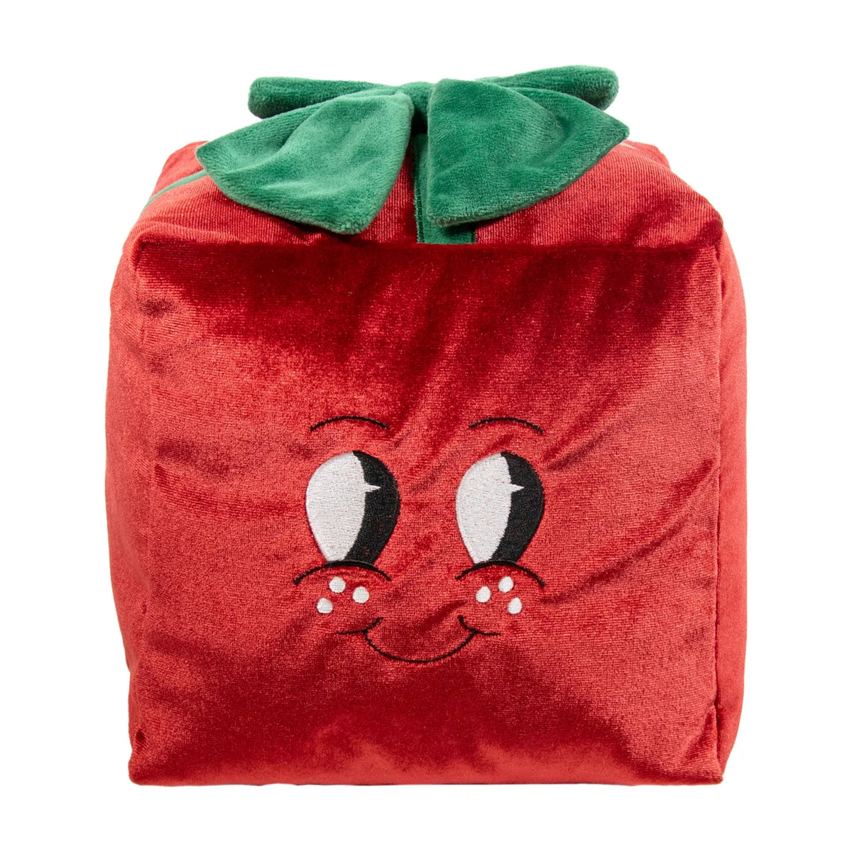 Rosewood Peter Present XL Christmas plush dog toy, red velvet festive gift box with green bow and embroidered smiling face.