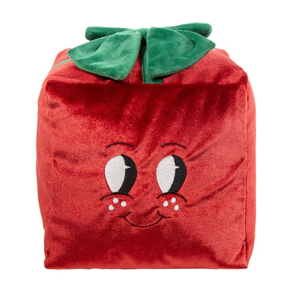 Rosewood Peter Present XL Christmas plush dog toy, red velvet festive gift box with green bow and embroidered smiling face.