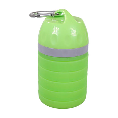 Rosewood Portable Collapsible Travel Bottle collapsed to 12 cm high with carabiner