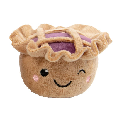 Rosewood Robby & Pingu Pie Duo mixed berry catnip toy with purple filling, plush lattice pastry crust and winking embroidered face.
