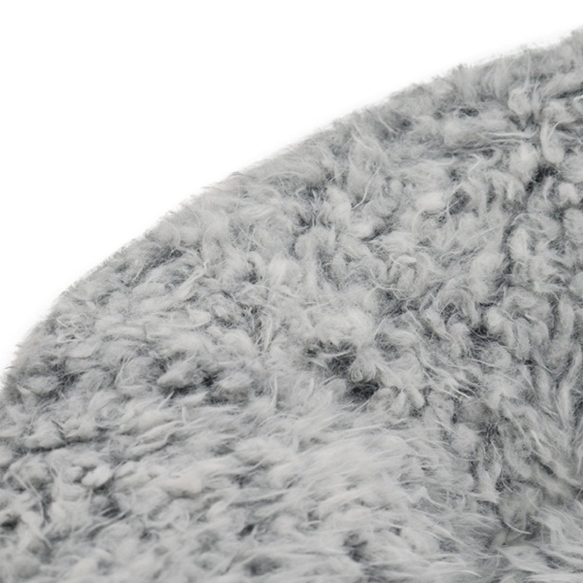 Close-up of the luxurious silver-grey faux fur texture on the Rosewood Silver Fluff Comfort Round Dog and Cat Bed
