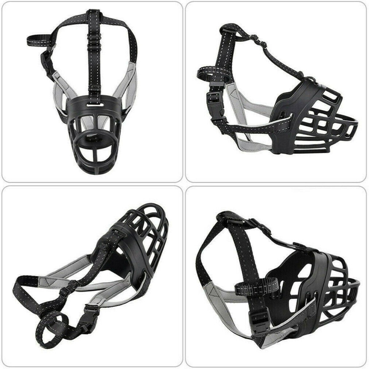 Rosewood Soft Basket Dog Muzzle shown from multiple angles
