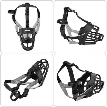 Rosewood Soft Basket Dog Muzzle shown from multiple angles