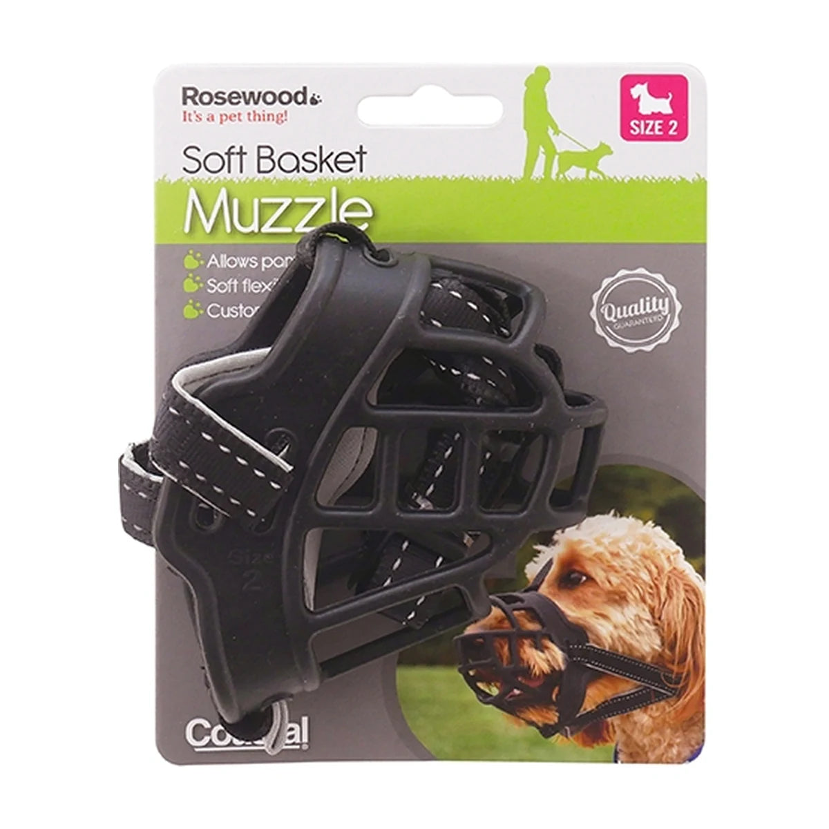 Rosewood Soft Basket Dog Muzzle Size 2 in packaging