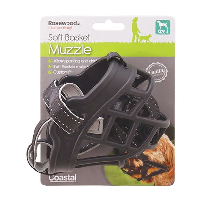Rosewood Soft Basket Dog Muzzle Size 4 in packaging