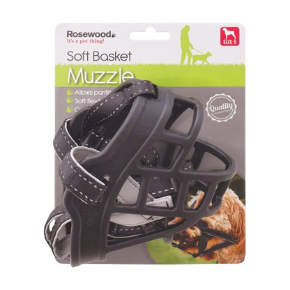 Rosewood Soft Basket Dog Muzzle Size 5 in packaging