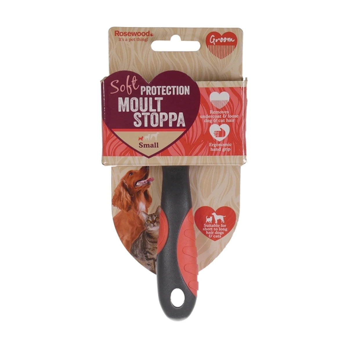 Rosewood Soft Protection Moult Stoppa Small dog de-shedding tool in packaging