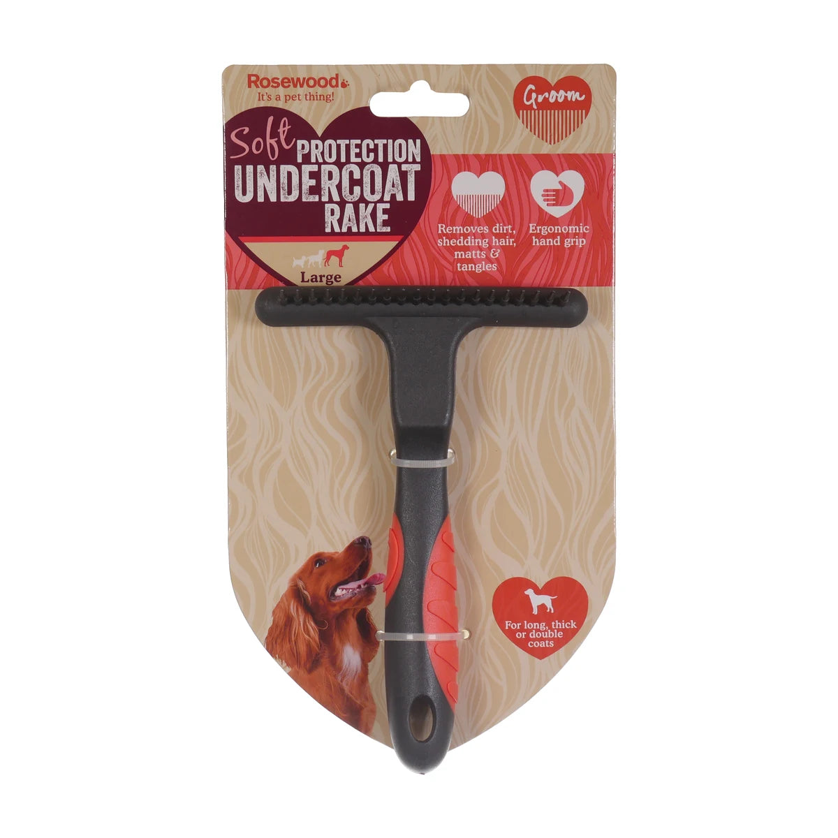 Rosewood Salon Grooming Soft Protection Undercoat Rake Large packaging