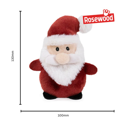 Rosewood Stanley Santa Christmas catnip plush toy with measurement guides showing a height of 13 cm and width of 10 cm.