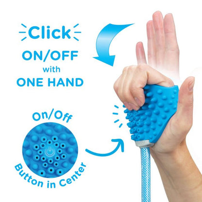 Rosewood Aquapaw Bathing Tool one hand on off control feature