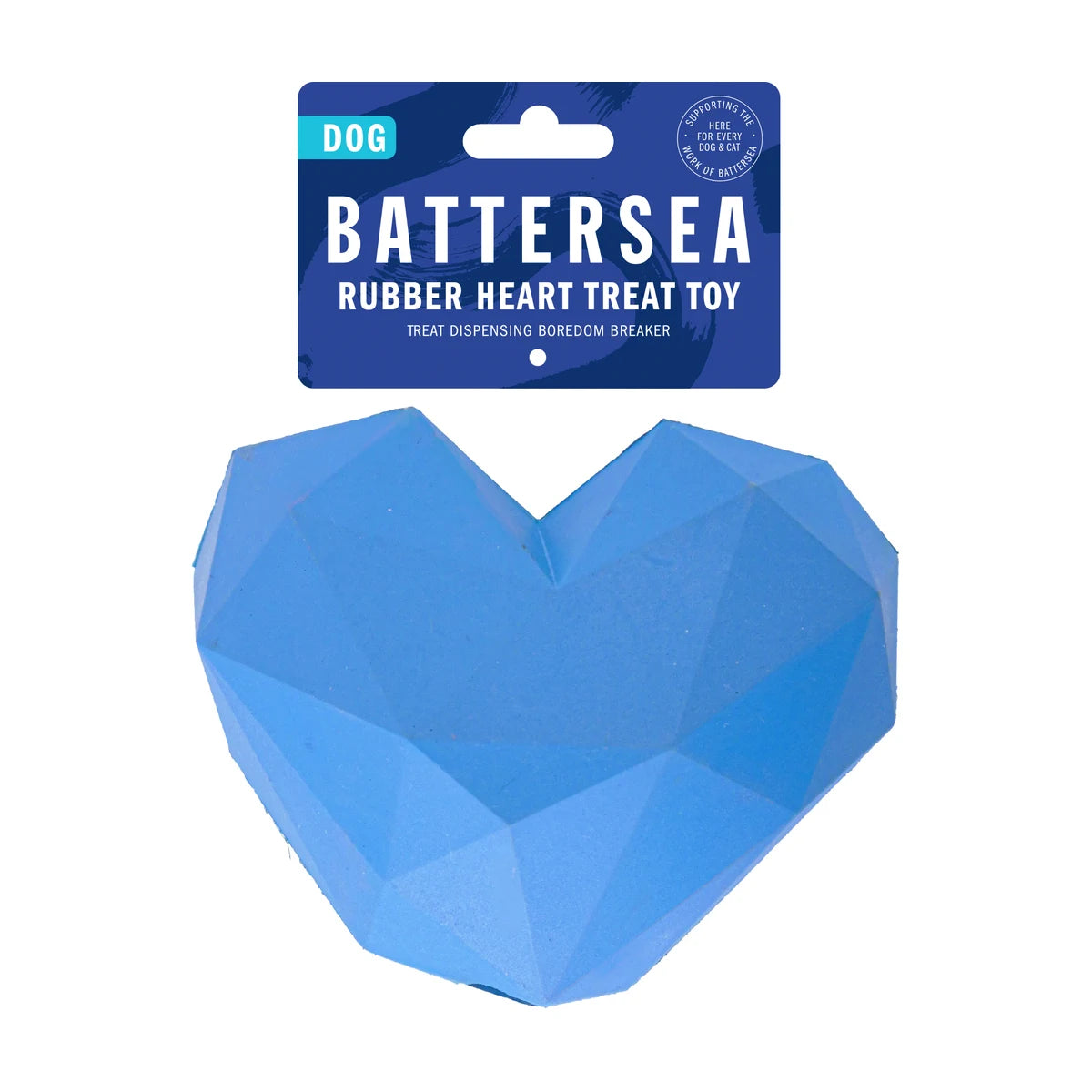 Rosewood Battersea Rubber Heart Treat Toy packaging tag for 15cm dog treat toy