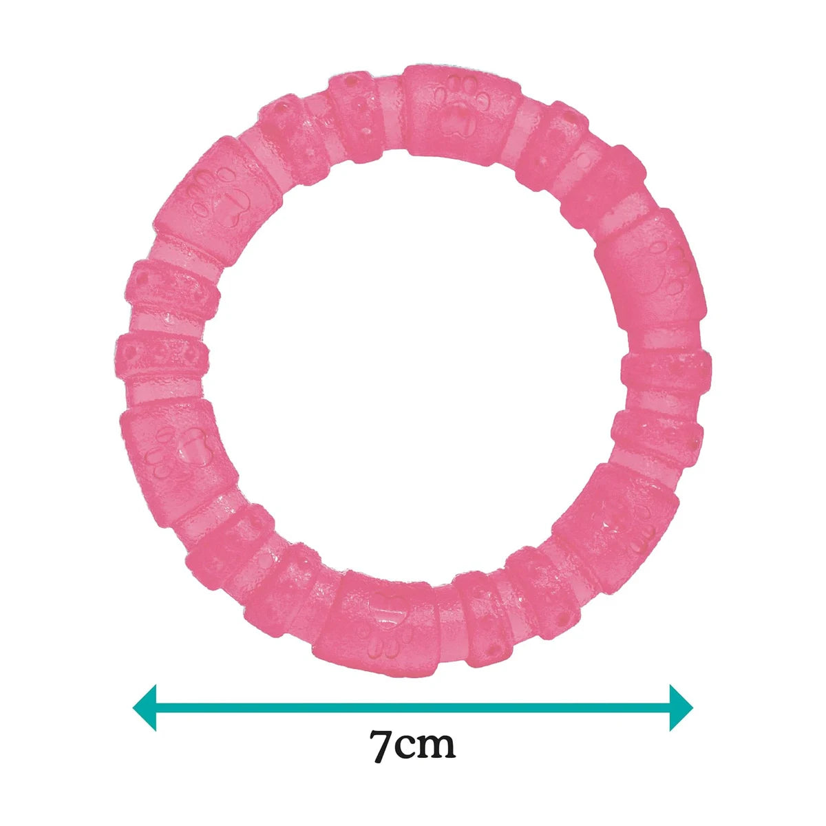Rosewood BioSafe Puppy Ring 7cm size image showing pink puppy dental ring toy with BioCote protection
