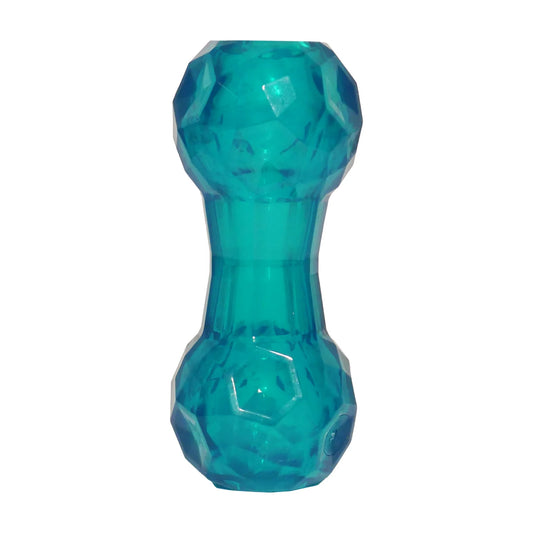 Blue Rosewood BioSafe Puppy Treat Dumbbell 11cm close-up showing tough puppy treat dispenser toy