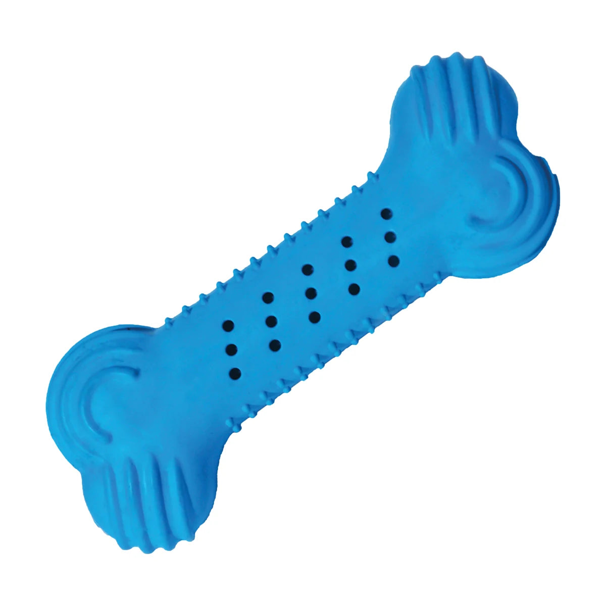 Rosewood Chillax Cool Bone Large blue rubber dog cooling chew toy with textured ridges