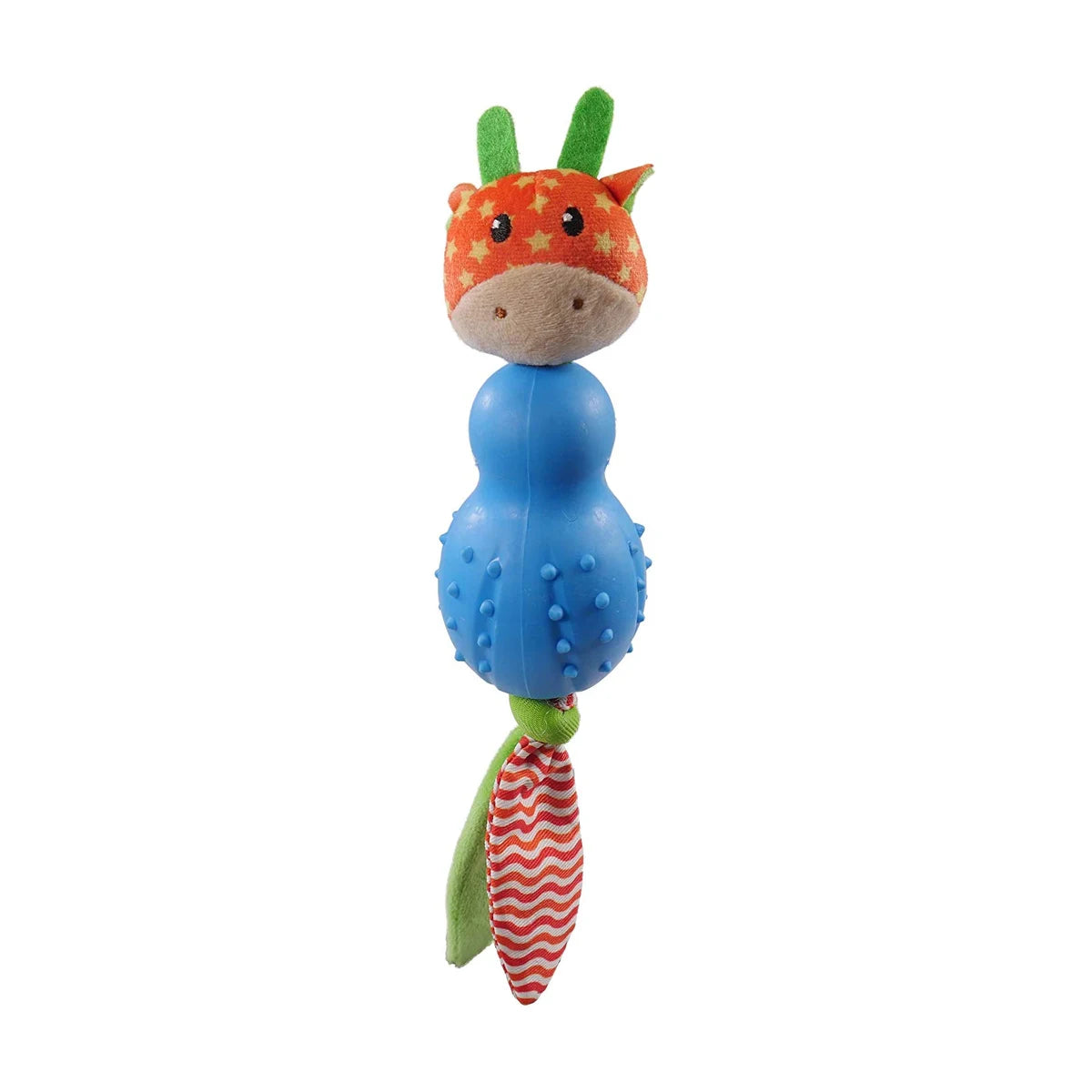 Rosewood Little Nippers Jolly Giraffe puppy toy with rubber teething body soft plush details and hidden squeaker