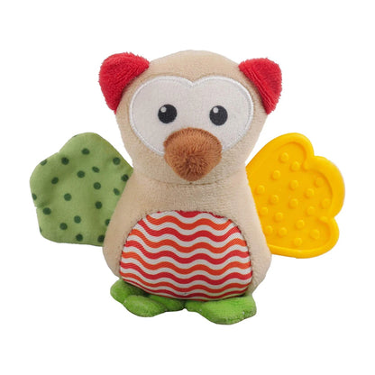 Rosewood Little Nippers Wise Owl soft puppy toy with plush body rubber teething wing and hidden squeaker