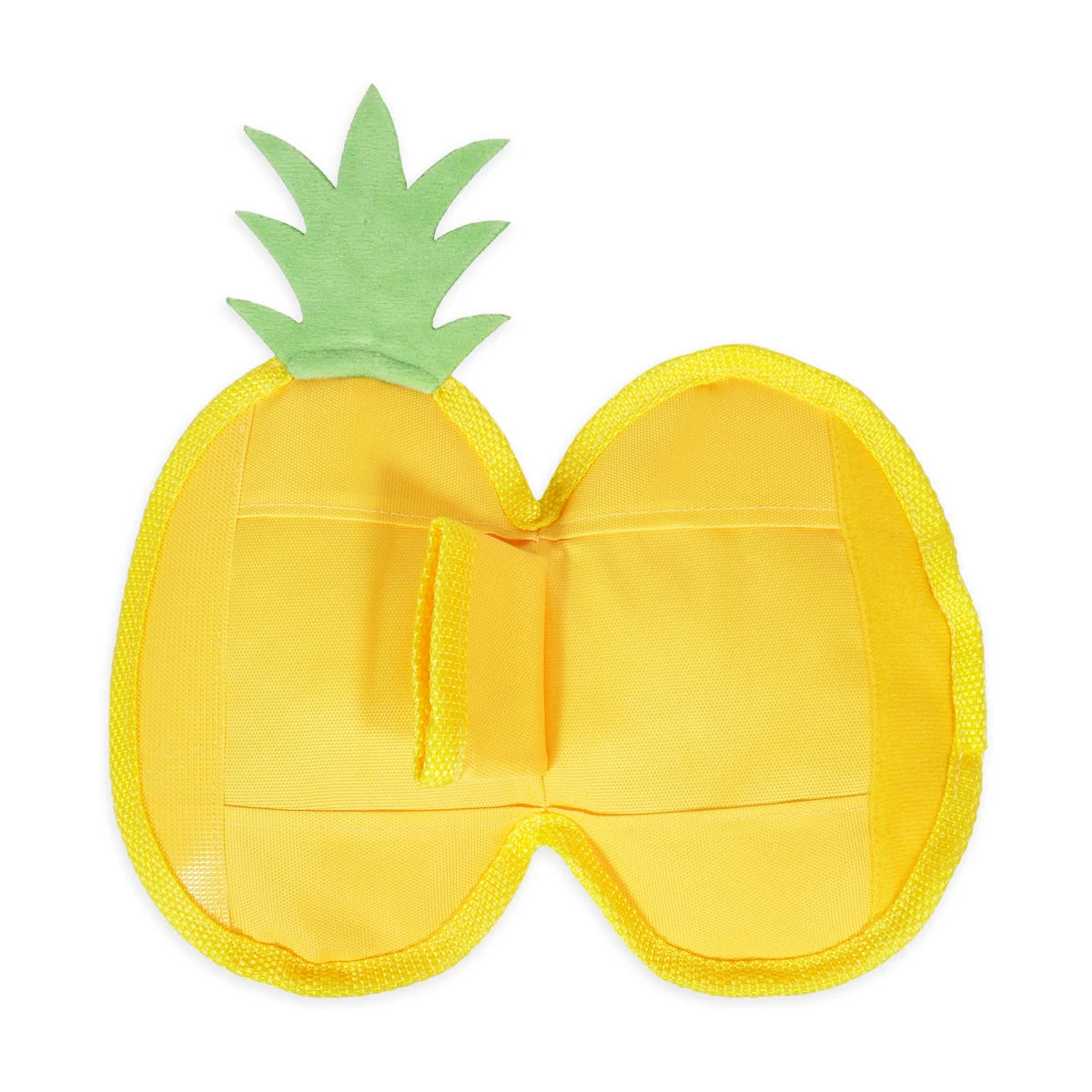 Rosewood Pineapple Hide n Treat dog toy opened to show hidden treat pocket for sniffing and mental stimulation