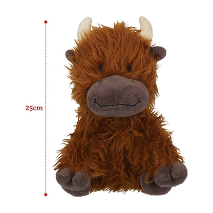 Rosewood Tough Rope Core Cow 25 cm plush dog toy showing size guide for shoppers
