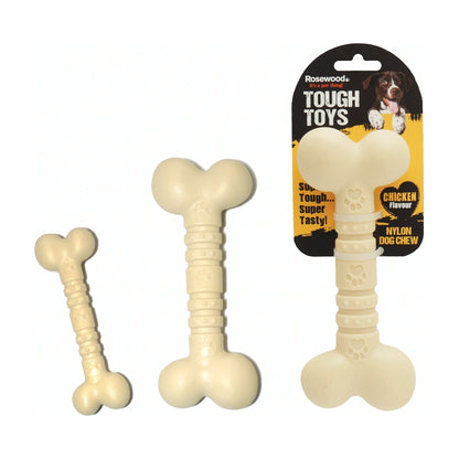 Rosewood Tough Toys Chicken Nylon Bone dog chew toy packaging with chicken flavour