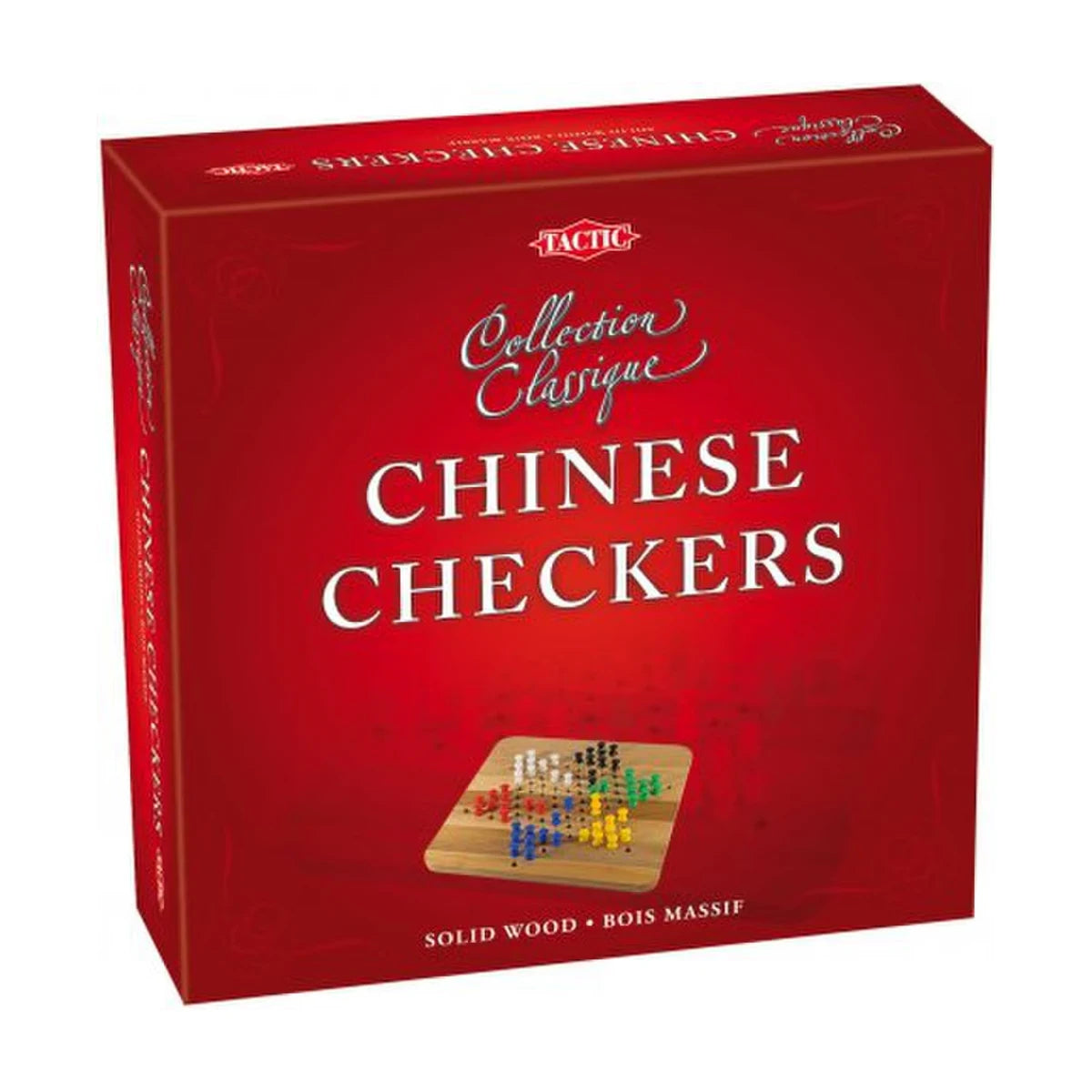 Rustic Chinese Checkers board game front box in wooden classic collection packaging