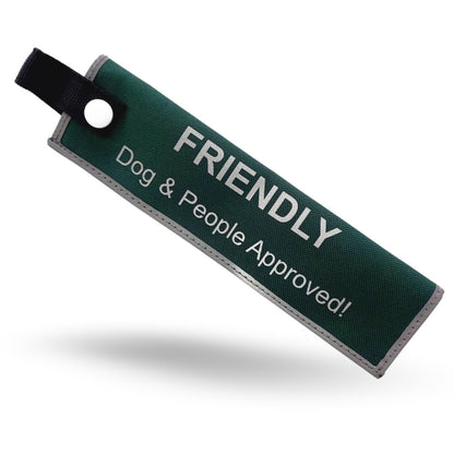 Safe Strides Friendly alert sleeve with dog and people approved message for clear leash communication