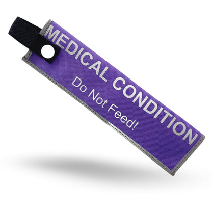Safe Strides Medical Condition alert sleeve with do not feed message for clear leash communication
