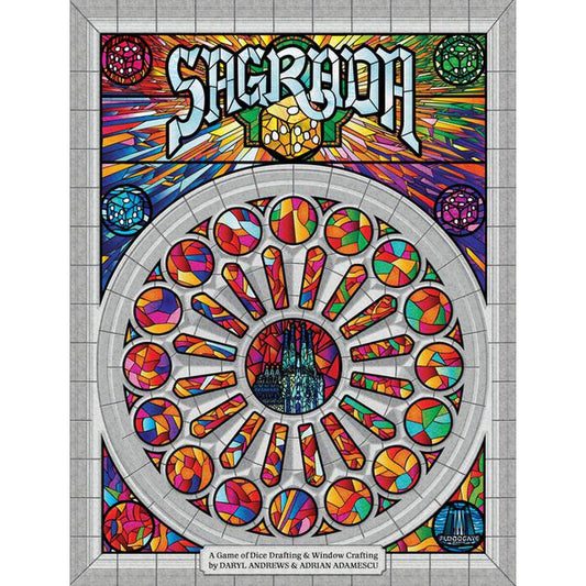 Sagrada stained glass dice drafting board game box cover by Floodgate Games
