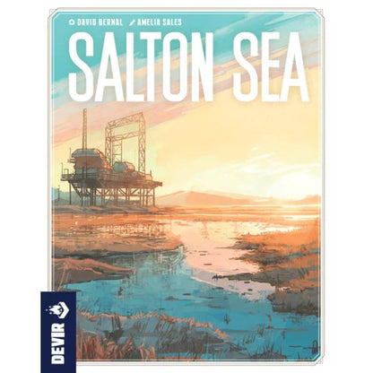 Salton Sea board game cover art showing a geothermal landscape