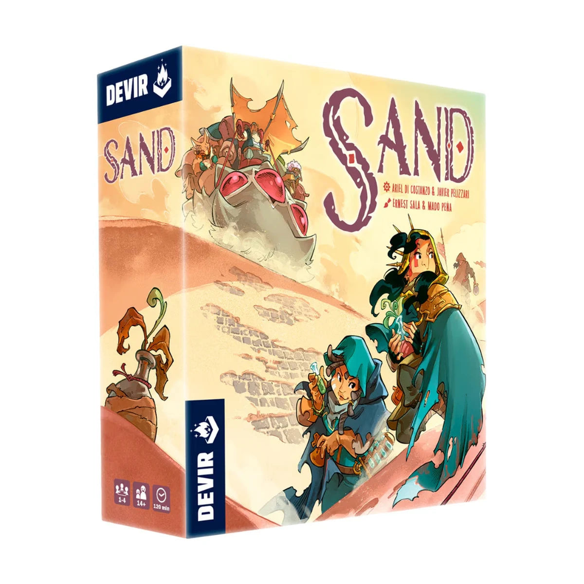 Sand board game box front by Devir