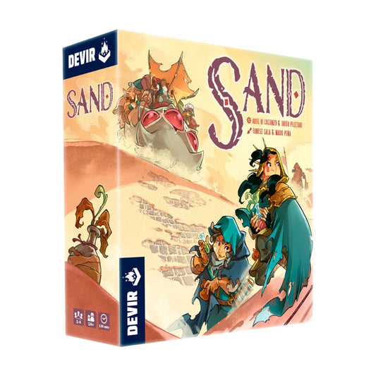Sand board game box front by Devir