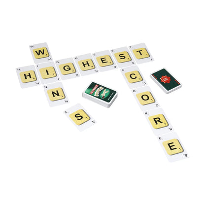 Scrabble Cards gameplay layout with words formed from letter cards