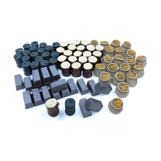 Scythe Realistic Resources premium token accessory with oil wood metal and food pieces for the Scythe board game