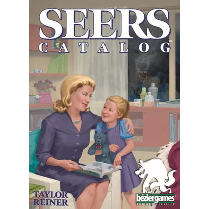 Seers Catalog card game cover art showing seers, werewolf artwork and supernatural catalog theme