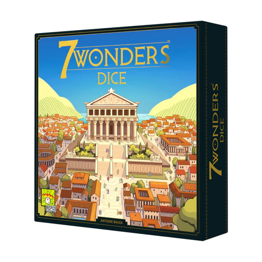 7 Wonders Dice board game box showing the ancient city artwork for the fast civilization dice strategy game