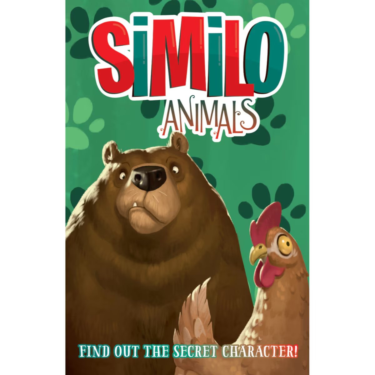 Similo Animals front cover artwork showing bear and chicken for the cooperative deduction card game