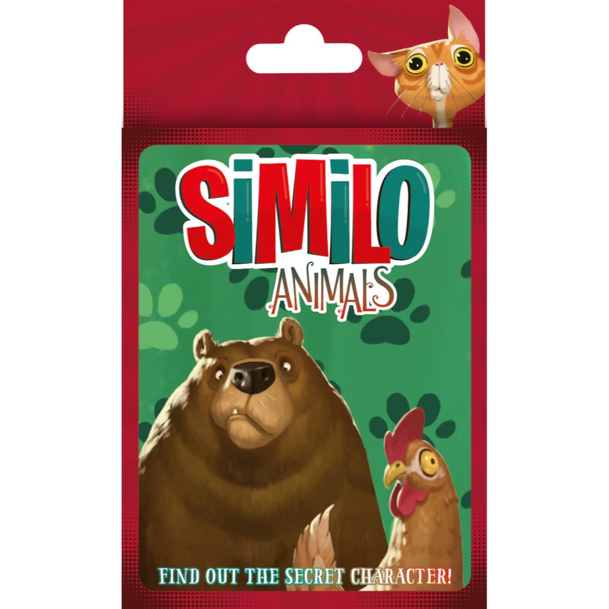 Similo Animals card game hanging pack front with bear, chicken and cat artwork