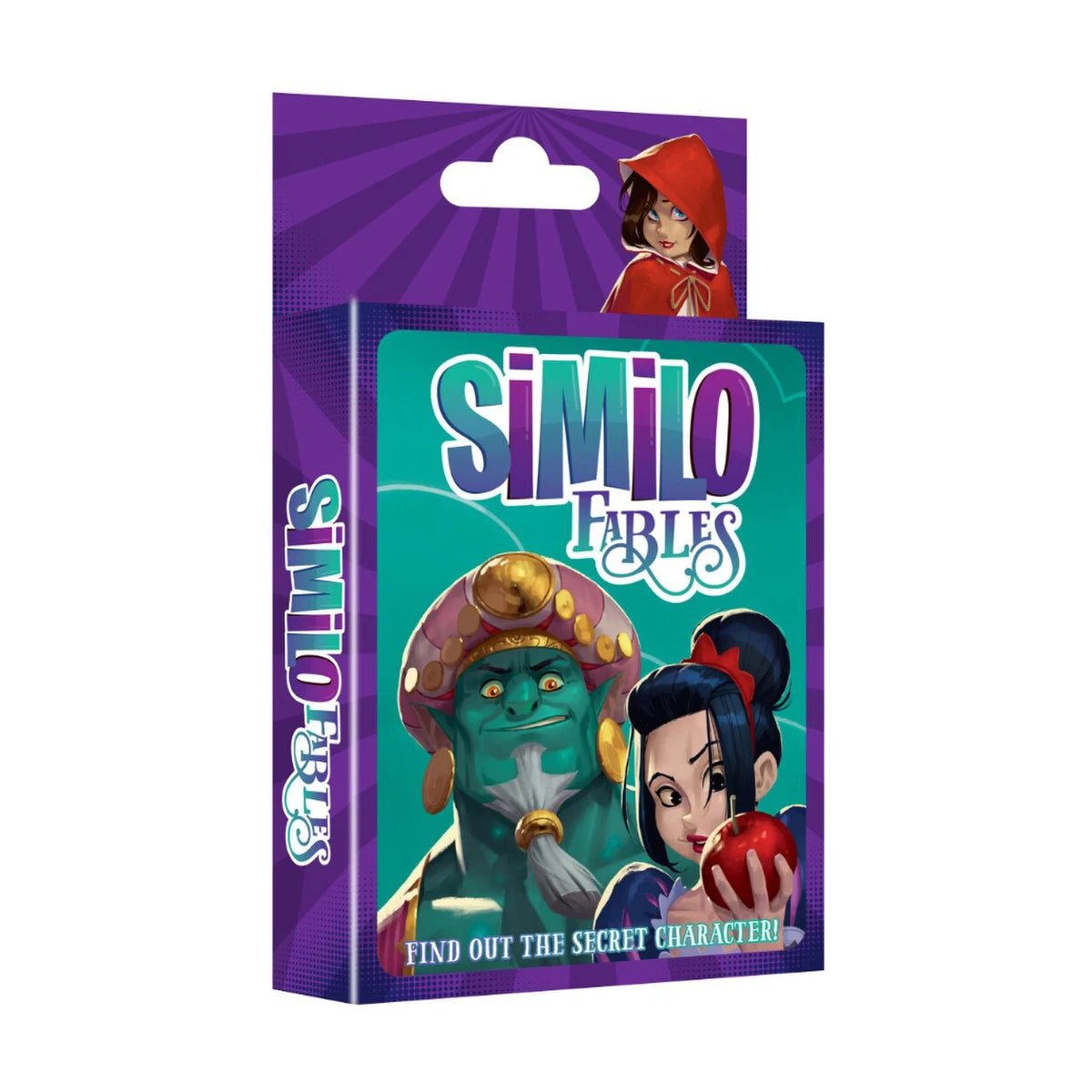 Similo Fables card game angled pack front showing fairy-tale character artwork and purple box design