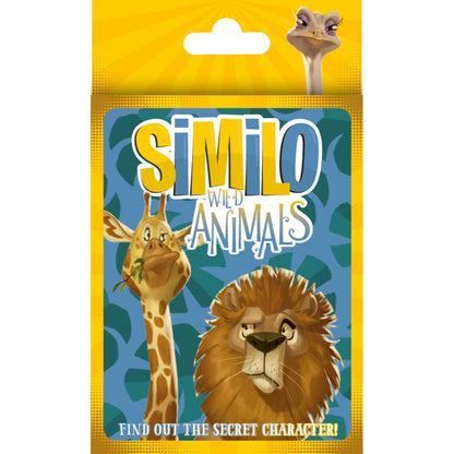 Similo Wild Animals card game hanging pack front with giraffe, lion and ostrich artwork