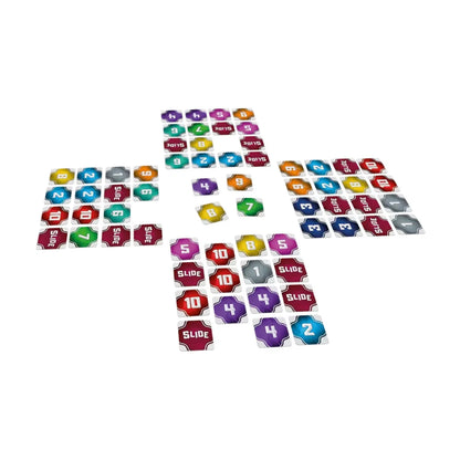 Slide card game number cards arranged in player grids during play