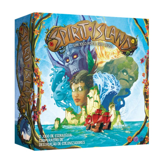 Spirit Island cooperative strategy board game box front angled view